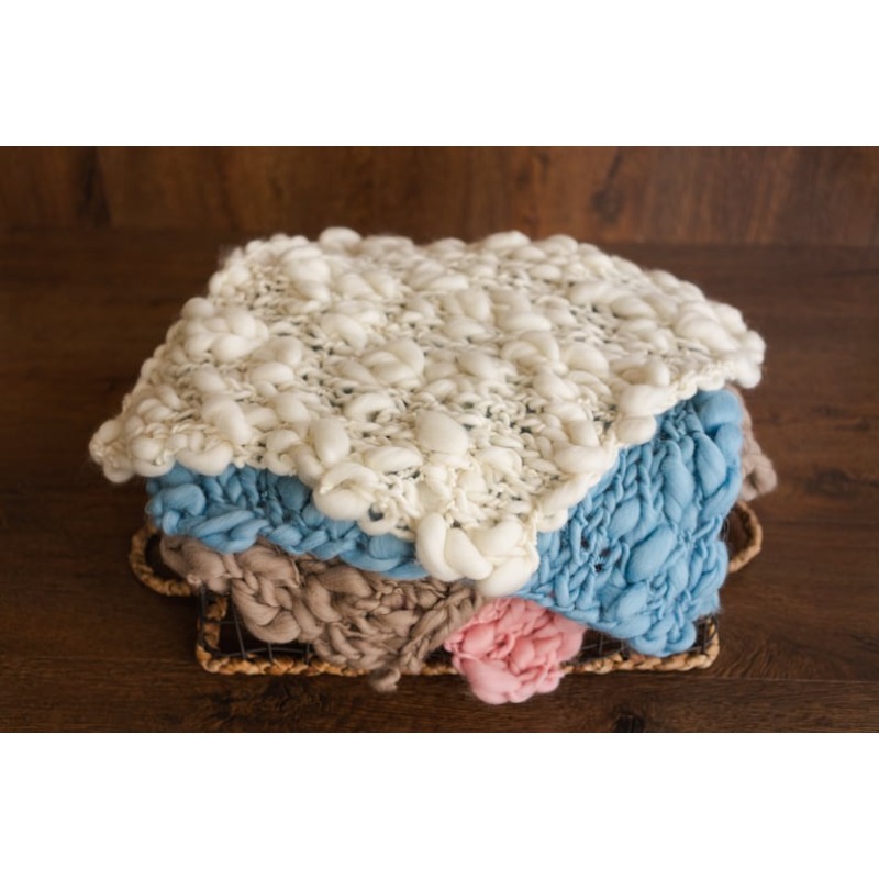 Throw Blanket Chunky Knit - Массивное вязаное детское одеяло Merino -