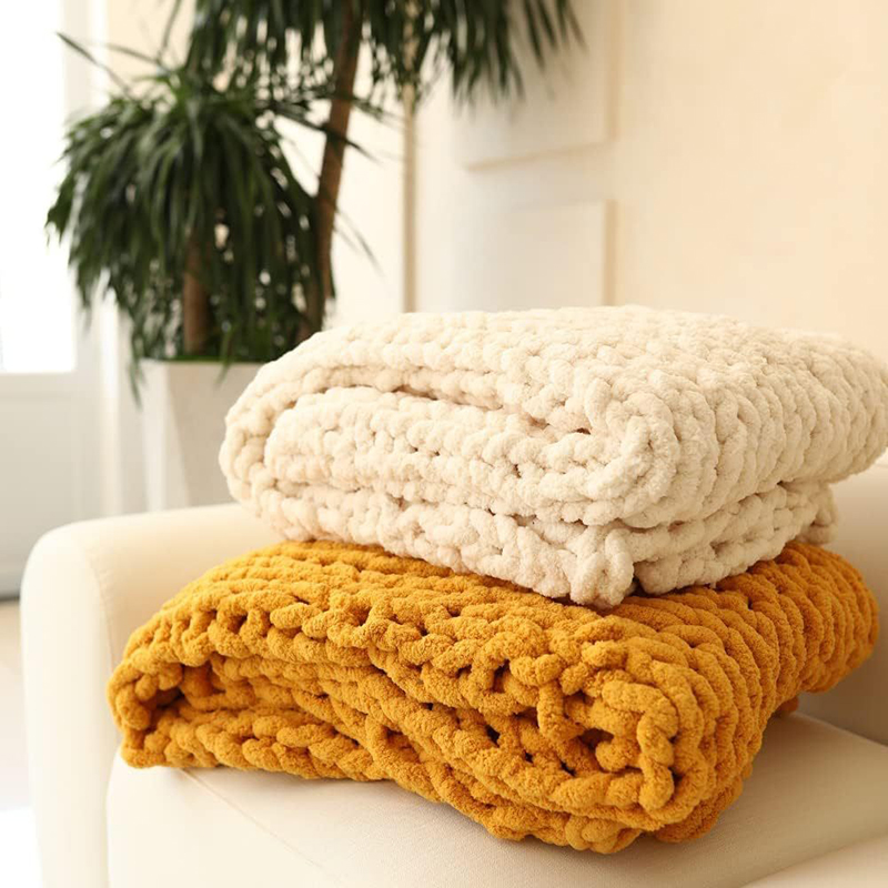 Throw Blanket Chunky Knit - Ручное массивное вязаное одеяло из толстой