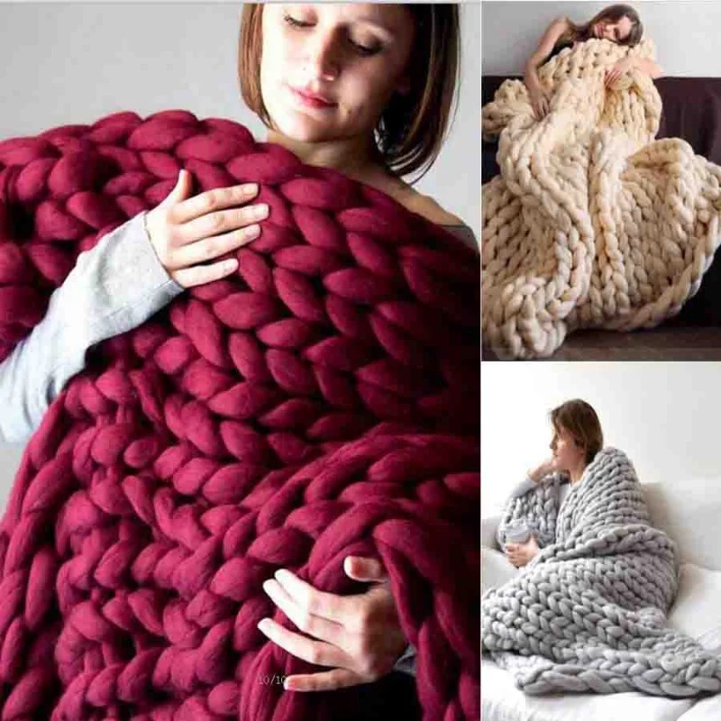 Модное массивное шерстяное оде – обзор и цена Throw Blanket Chunky Knit