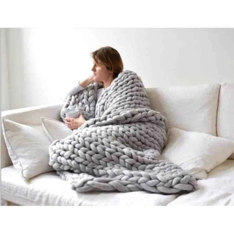 Модное массивное шерстяное оде – обзор и цена Throw Blanket Chunky Knit