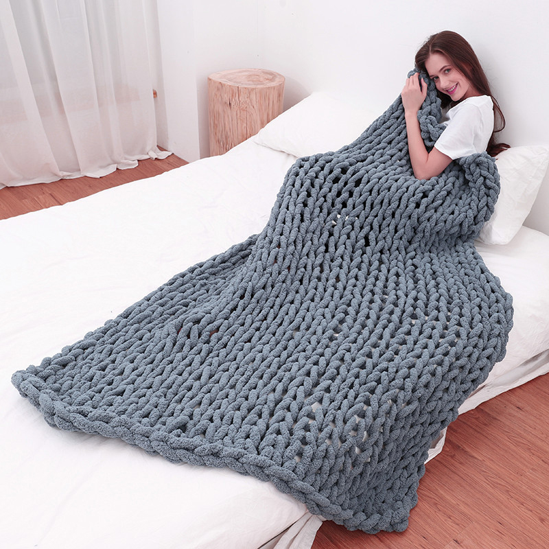 Ручное массивное вязаное одеял – обзор и цена Throw Blanket Chunky Knit
