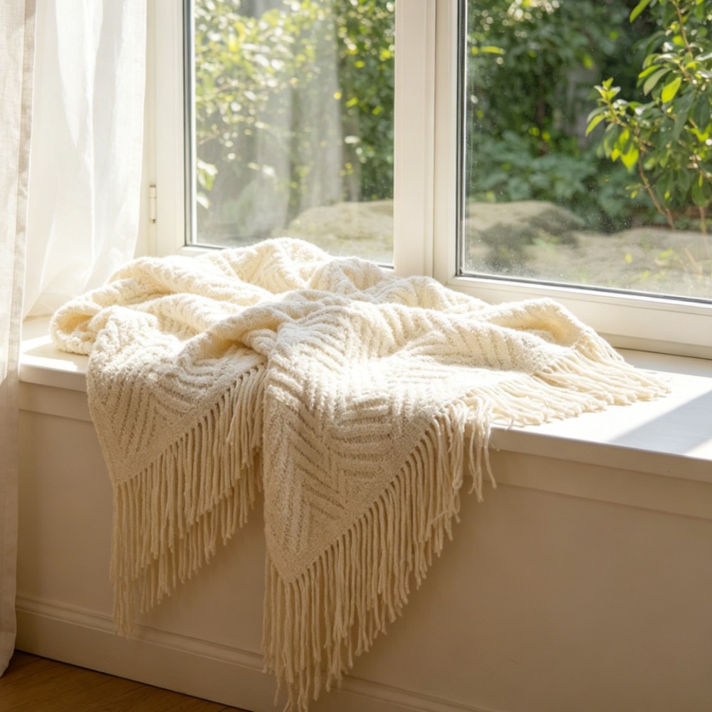 Роскошный объемный кремовый пл – обзор и цена Throw Blanket Chunky Knit